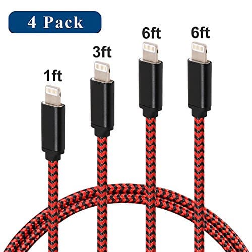 Fenergy iPhone Charger 4 Pack Lightning Cable 1FT 3FT 6FT 6FT Certified Nylon Braided Lightning to USB Cord for iPhone iPad iPod