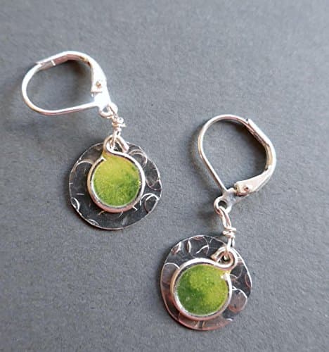 womens lightweight silver tone small two tone green lever back drop earrings