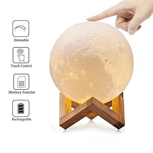 5.1 inch Moon Lamp 3D Printing USB LED Moonlight Luna Night Light Dimmable Touch Sensor