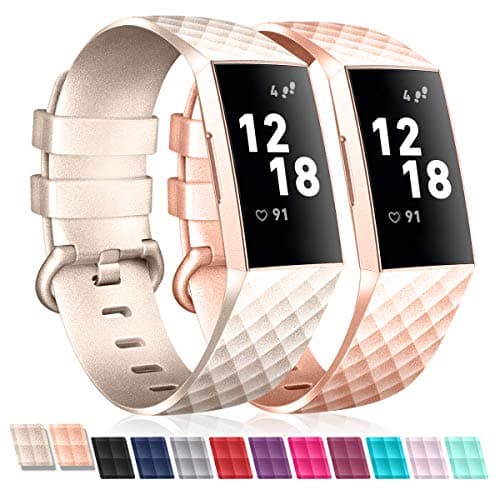 Jiamus Bands Compatible for Fitbit Charge 3,Classic & Special Edition Replacement Fitness Sport Wristband Compatible for Charge 3 and Charge 3 SE, Large Small