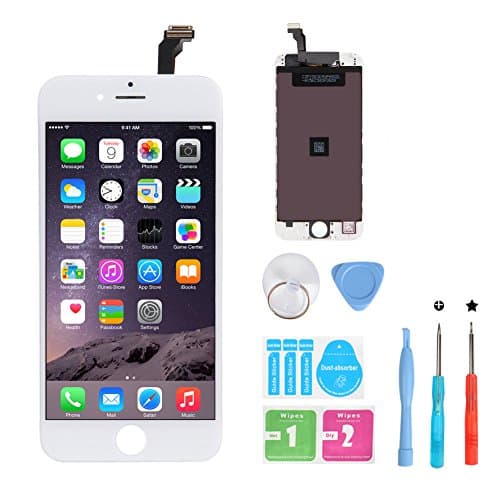 HXSZ LCD Touch Screen Digitizer Frame Assembly Full Set LCD Touch Screen Replacement for iPhone 6(White)