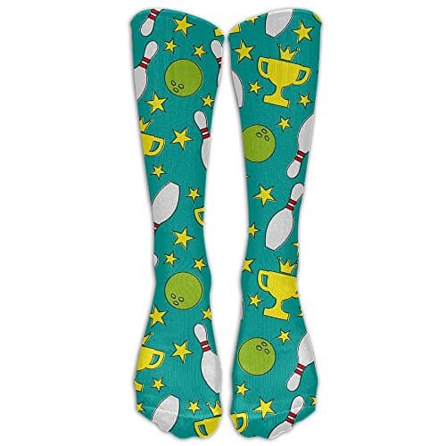HAO JU FU Bowling Women's Compression Socks Novelty Athletic Socks Crew Socks Unisex High Stockings
