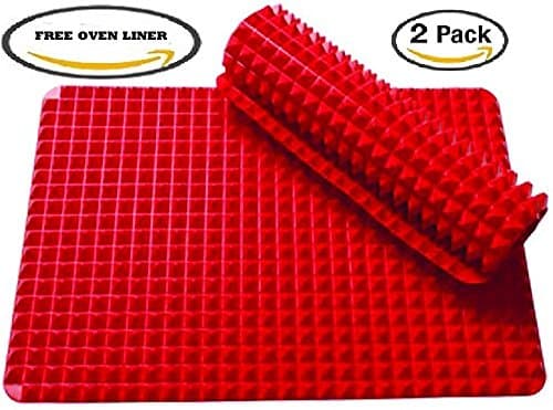 2 x PYRAMID SILICONE BAKING MATS | FREE OVEN LINER | TWO Silicone Baking Mat for Healthy Cooking, Non Stick Baking Sheet, Baking Mat (2)