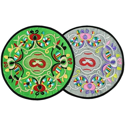 kilofly Vintage Ethnic Floral Design Placemat Value Pack, 2 pc Set, 7.7 inches