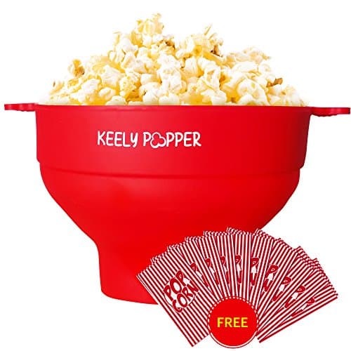 Microwave Popcorn Popper Maker Bowl is Microwavable for Pop Corn with Lid and 10 Bonus Popcorn Bags 100% FDA Approved Food-Grade Silicone Oil-Free Snack