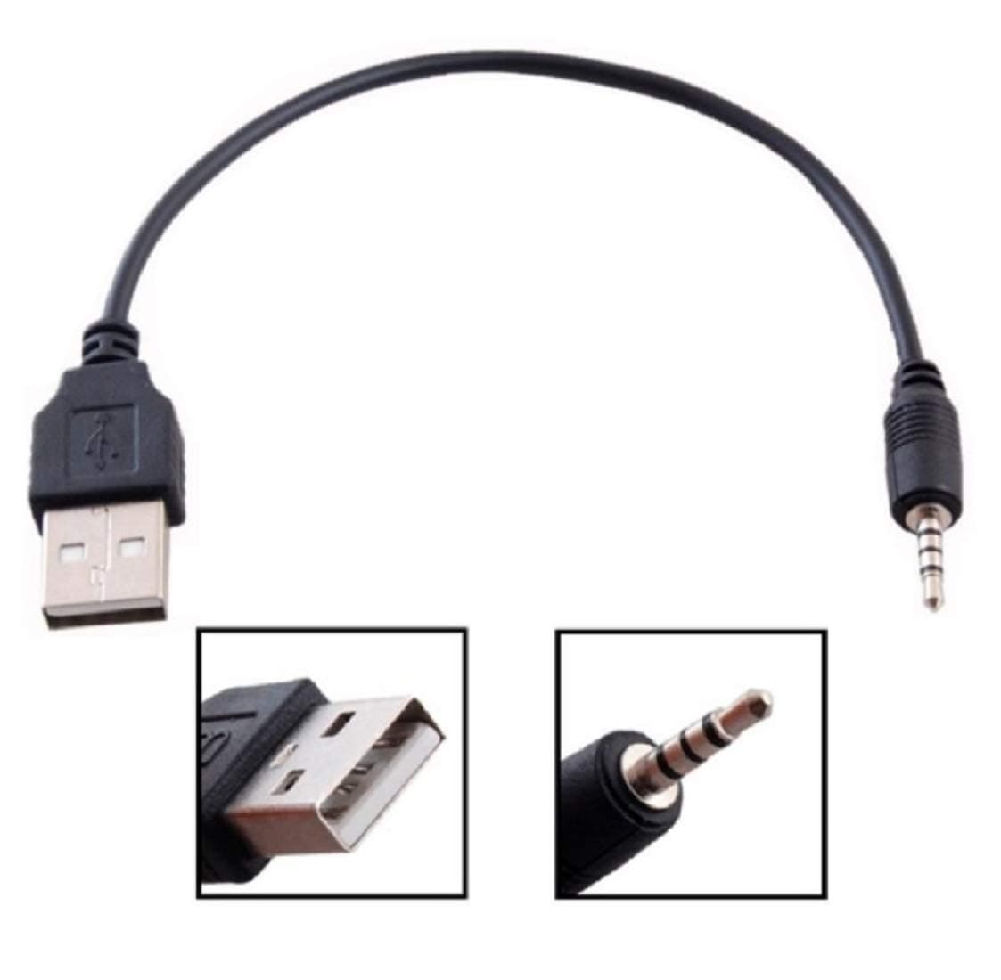 3.5mm Male AUX Audio Jack to USB 2.0 Male Charge Cable Adapter Cord USB to Aux Cable USB Audio Cable Adapter - Audio to USB Adapter - USB to Aux Adapter (Black)
