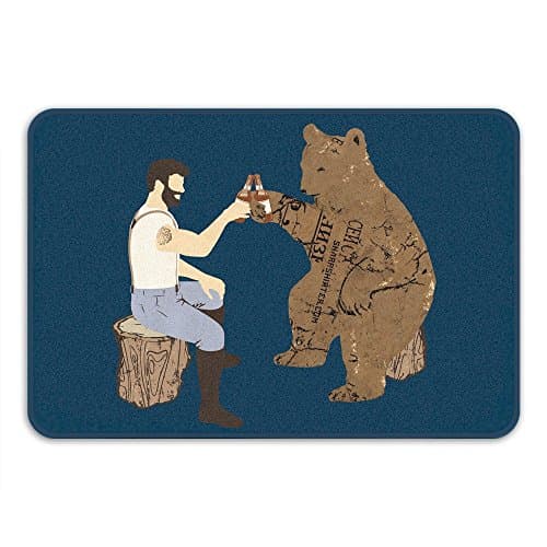 Sharp Shirter Black Bear Bathroom Decor Bath Mat Rug Beer Art Chuck Norris and Grizzly Bear Drinking