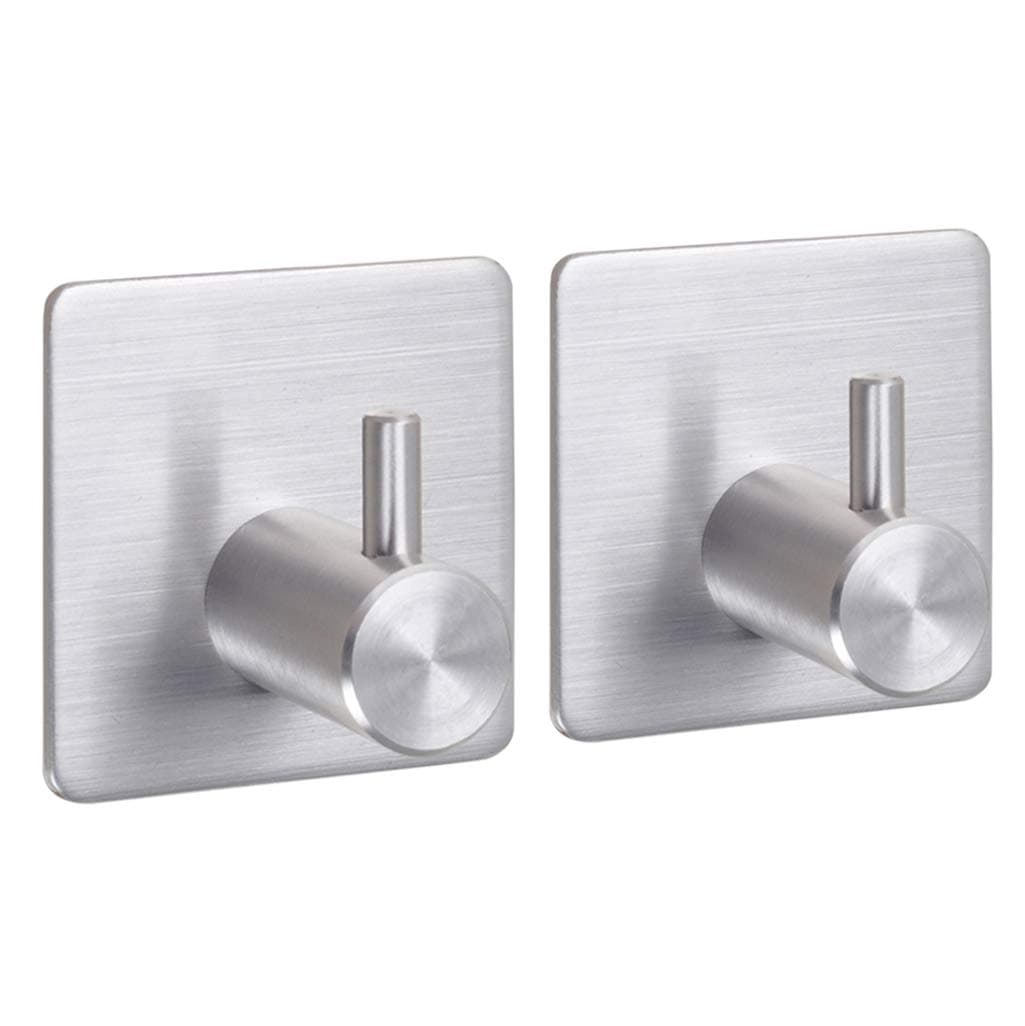 Towel Robe Hook Self Adhesive Stick on Wall,Brushed Stainless Steel (Pack of 2)