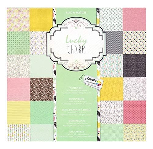 Scrapbooking Pad 24 Sheets of Assorted Decorative Paper 12 x 12" 250gsm (Lucky Charm)