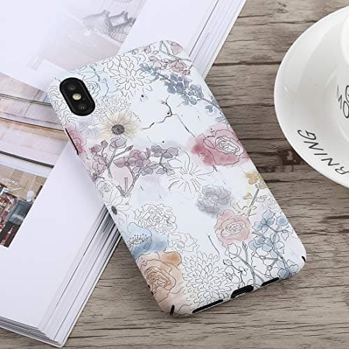 GUOHUI Protective Phone Cover Case Luminous Watercolor Flower Pattern PC Protective Case for iPhone Xs