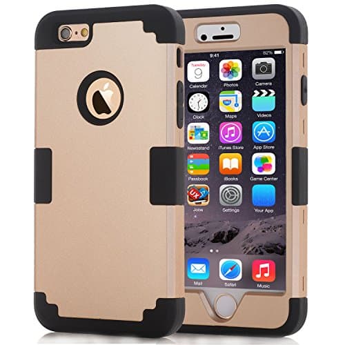 Sextile iPhone 6S Case, 3in1 Anti Scratches IPhone 6 Case Hybrid with Soft Flexible Inner Silicone Skin Protective Case Cover for Apple iPhone 6/6s 4.7 inch (Gold + Black)