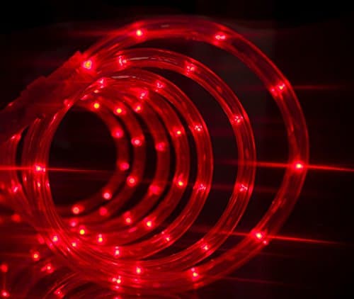 Izzy Creation 18FT Red LED Flexible Rope Lights for Indoor/Outdoor Lighting, Waterproof Connectable 120V Plug-in, 3/8" Round, Home, Garden, Patio, Shop, New Year, Wedding, Christmas Thanksgiving Party