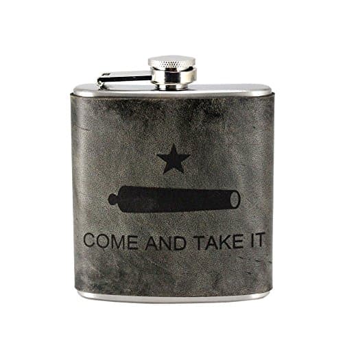 Come & Take It Texas Leather Wrapped Hip Flask