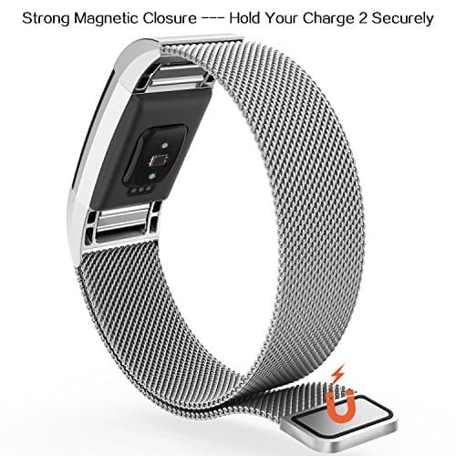 Fitbit Charge 2 Bands,Fitbit Bands Milanese Loop Stainless Steel Metal Replacement Bracelet Strap, Wristbands Accessories for Charge 2 with Stronger Magnetic Clasp