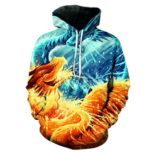 Ice Fire Dragon Printed 3D Hoodies Sweatshirts Plus 6XL Pullover Skateboard Hip Hop Hooded Jackets Male Tracksuits XL