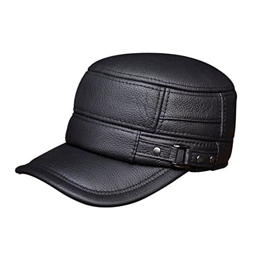 Haisum Men's Adjustable Leather Hats Driving Baseball Cap with Snapback