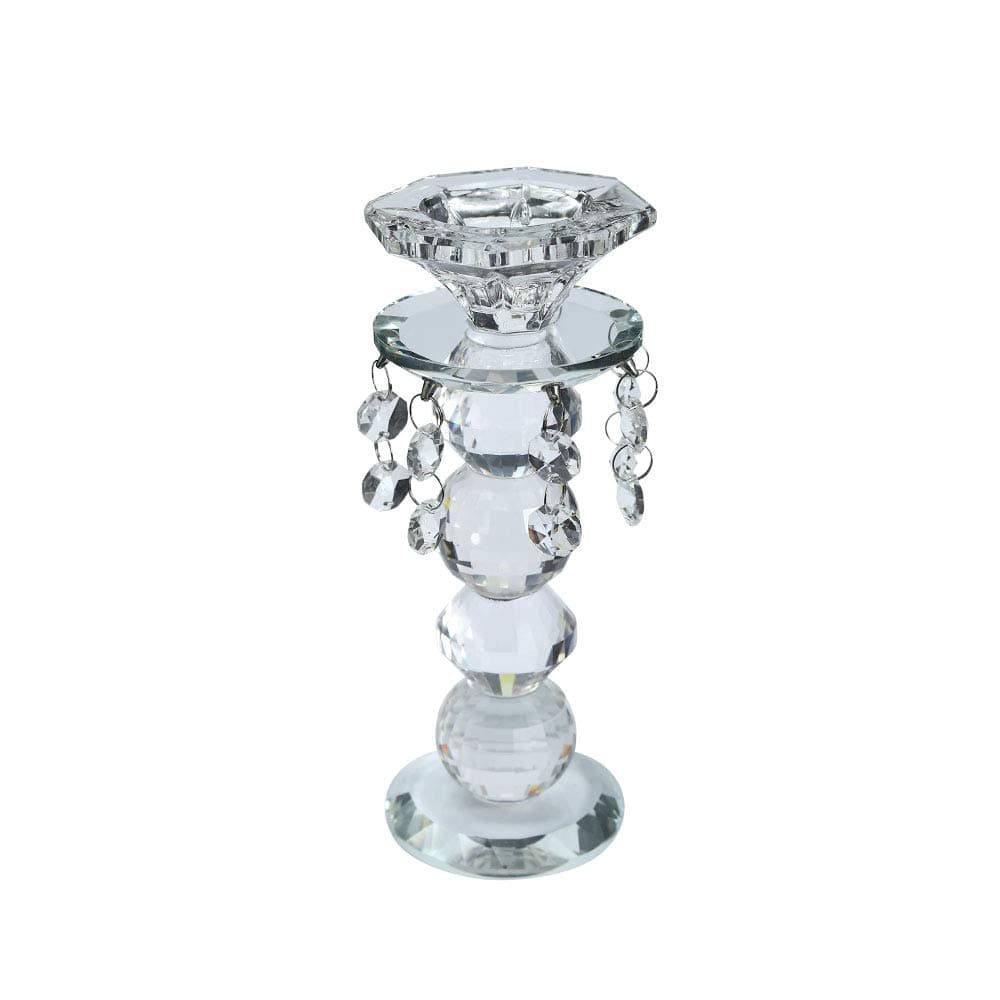 YataiTaper Crystal Tea Light Candle Holder With Hanging Beads Clear Crystal Candlestick Holder Tealight Candle Holder Stand For Party Wedding Coffee Table Centerpiece Votive Candle Holder Stand