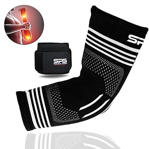 Tendonitis Elbow Sleeve Compression Support + Adjustable Wrist Supports for Workouts Weightlifting Tennis Brace and Golfer's Elbow Sleeves Arm for Men and Women