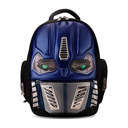 3D Robot School Backpack With LED Flashing Light For Kids Boys 14 Inchs (Dark Blue)