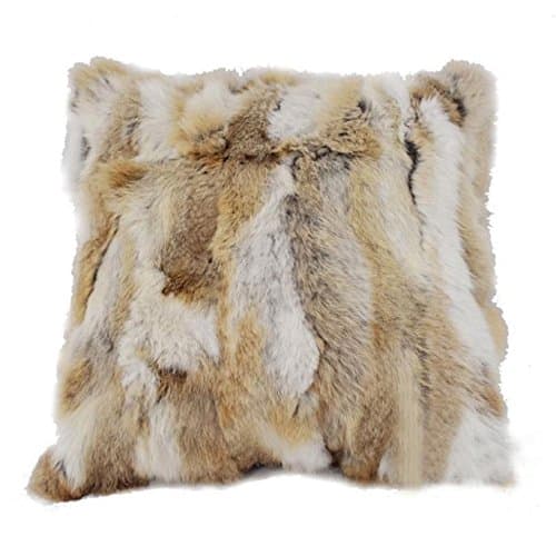 Real Natural Rabbit Fur Cushion Pillow Decorative Bedding (BROWN)