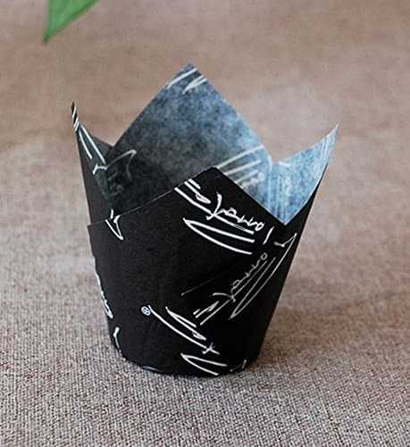 Tulip Baking Cupcake Liners (200 pack) Black with Script, Standard Size, Perfect for Muffins, Cupcakes, Popcorn