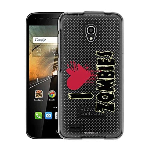 Alcatel OneTouch Conquest Case, Slim Fit Snap On Cover by Trek I Love Zombies Clear Case