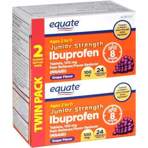 Equate - Junior Strength Ibuprofen 100 mg, Grape Flavor, 48 Chewable Tablets (Compare to Motrin) by Equate