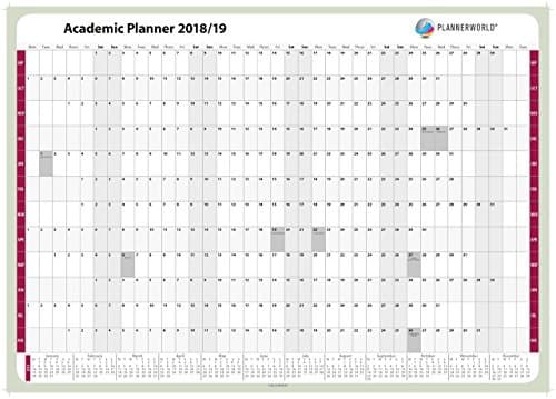 Student Academic A1 Yearly Wall Planner 2019/20, Very High Quality, Laminated