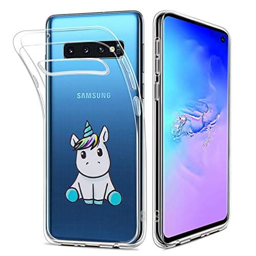 Fanxwu Compatible with Samsung Galaxy S10 Plus Case TPU Soft Gel Transparent Ultra Thin Cover Anti Scratch Shock Absorption Protective Cover - Baby Unicorn