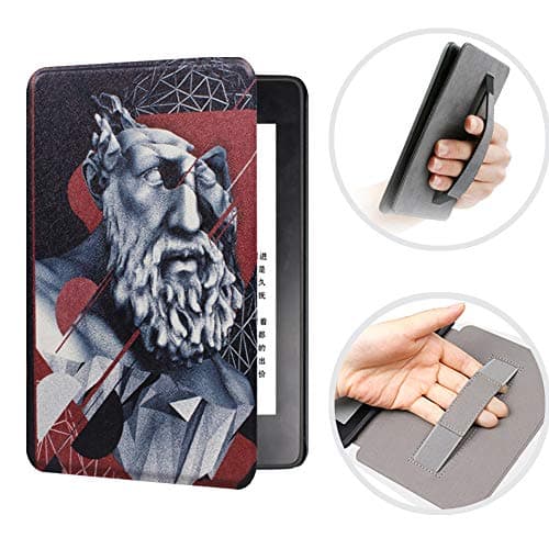 CASZONE Flip Case for Kindle Paperwhite 2018 10th Generation with Hand Strap Holder, Ultra Slim Thin PC Leather Shockproof Smart Pattern Cover with Auto Sleep/Wake 6.0 Inch