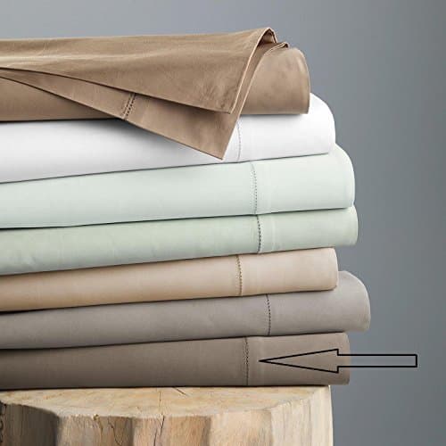 Hudson Park 600 TC Sateen Solid Egyptian Cotton TWIN Flat Sheet Mink Brown