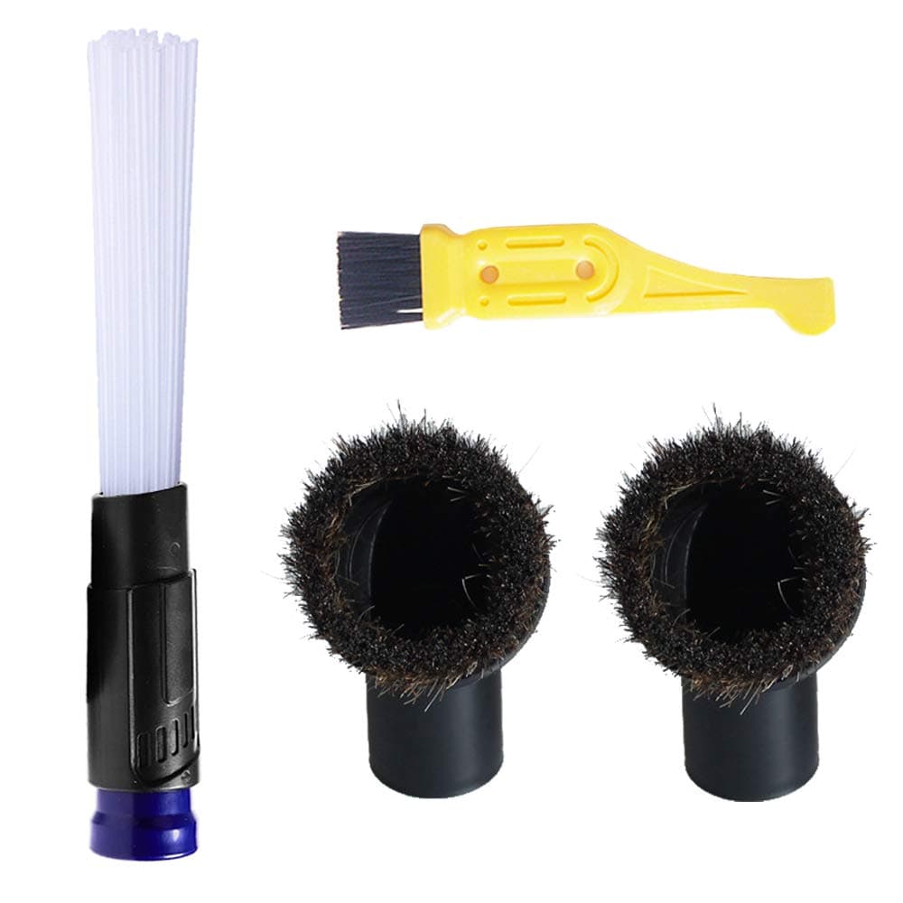 ECOMAID Vacuum Attachments with Adapter Dusty Brush Flexible Suction Tiny Tubes+2 Horsehair Bristle Cleaner Dust Brush for Shop-Vac 9063200