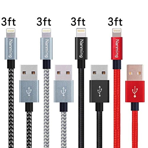 4Pcs 3FT Durable Nylon Braided Charging Cable Cord 8-Pin Lightning to USB Cable Charger Compatible with iPhone 7/ 7 Plus/6/6s/6 plus/6s plus, iPhone 5/5s/5c,iPad, iPod,iPod (4pcs Colorful 3ft)
