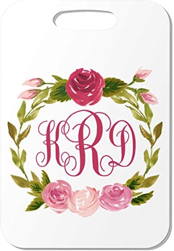 Personalized Luggage Tag (Traditional Monogram with Flowers)