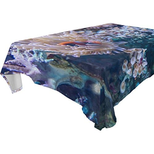 FBTRUST Square Tablecloth Washable Polyester Fabric Underwater Coral DIY personality design Modern Table Cover for Home Decoration Spill Proof Cloth Washable for Dining Home Kitchen Party Picnic (60x