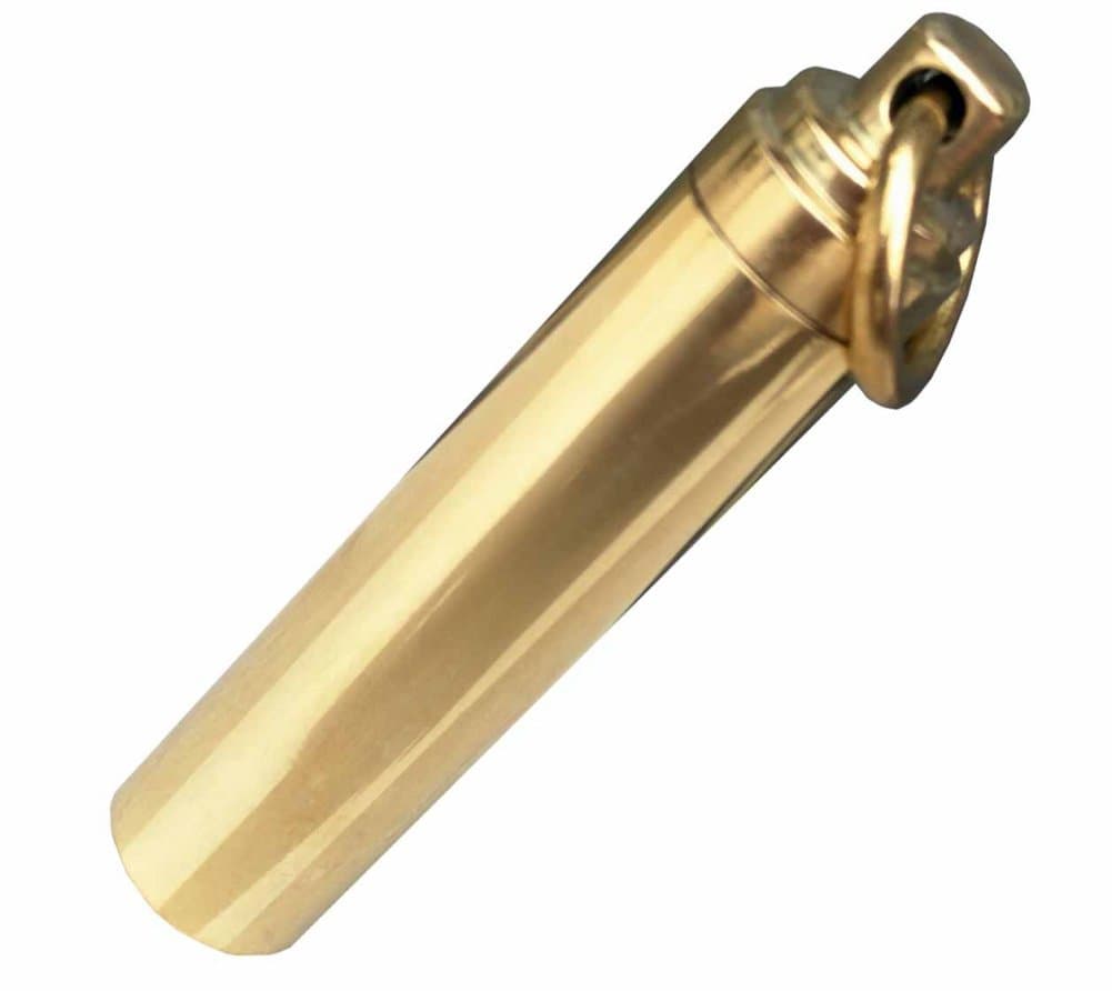 Waterproof Brass Pill Box Case Bottle Pill Holder Keychain Container Every Day Carry Emergency Survilval Tools