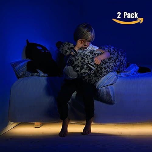 LumiUP Motion Activated Bed Light Flexible LED Strip Sensor Night Light Illumination with Automatic Shut Off Timer Dual Sensor Kit
