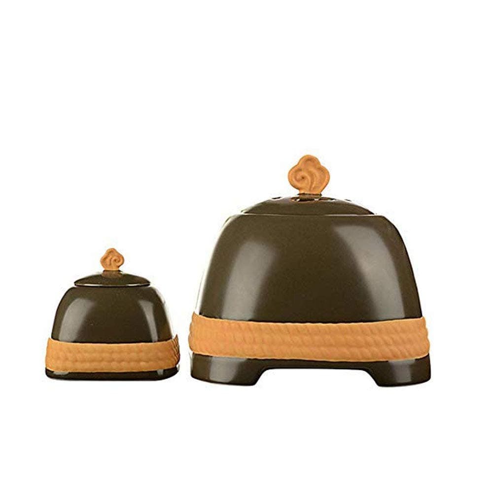 AJMINI Adjustable Temperature Incense Burner, Electronic Ceramic Aromatherapy Furnace, Porcelain, Balcony, Porch, Patio, Garden Essential Humidif (Color : Brown)