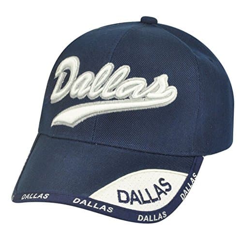 Texas Dallas Script Repeat US USA City Town Blue Big Velcro Hat Cap Star Hat Cap