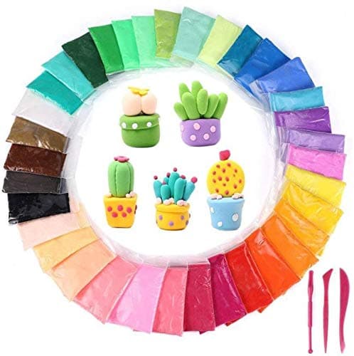 Poojara Colors Oven Bake Model Clay Craft Clay Set with Modeling Tools and Access, DIY Modeling Clay Kit, Ultra Light Polymer Clay Air Dry Creativity DIY Crafts No-Toxic Clay(12 g)