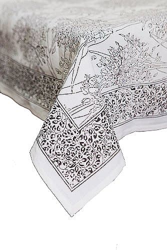 Petal Pushing Hand Printed Cotton Tablecloth, 68" Round