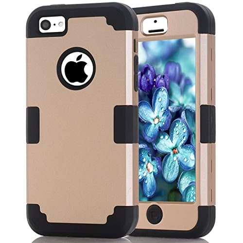 iPhone 5c case, (TPU+ Silicone) Anti-slip Shockproof Dustproof slim and stylish protective case for iPhone5c (Golden+Black)