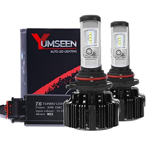 YUMSEEN LED Headlight Bulbs Conversion Kit -60w 6,400Lm 6000K Cool White Philips Light Source - 2 Yr Warranty (9012)