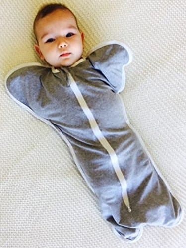 Cotton light wing swaddle with long zipper and large rear flap