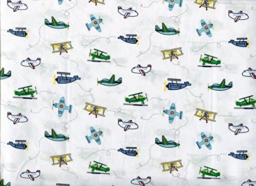 Authentic Kids Multicolor on White Airplane Cotton Sheet Set, Full Size