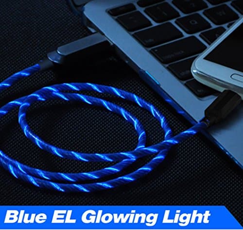 Enligten Micro USB Charger and Sync Cable, Luminous Flowing EL Light Round Cable (0.8m) for Android Phones/Pads/MP3/GPS/Game Console Bluetooth (Blue)