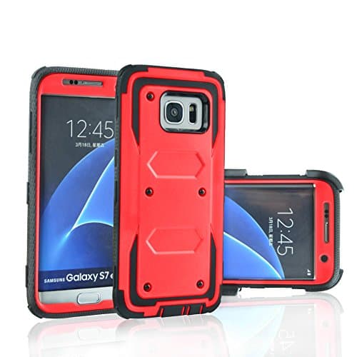 for Samsung Galaxy S7 Case QAenly Creative Hybrid Case Heavy Duty Rugged Dual Layer Case with kickstand for Samsung Galaxy S7 Red