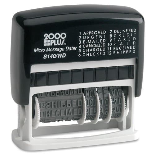 Wholesale CASE of 10 - Cosco 2000 Plus Micro Message 6-year Dater Stamp-Micro Message Dater, 12-Message, 6-Yr, 5/32"x1-11/16", BK/SR