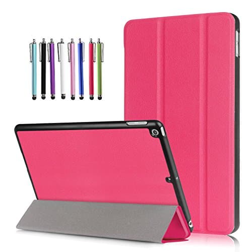 TDA Case for New iPad 9.7 2018/ 2017,Slim Lightweight Folding Stand Case Leather Cover with Auto Sleep/Wake for Apple iPad 2018 6th generation/ iPad 2017 5th generation 9.7 inch (Hot Pink)