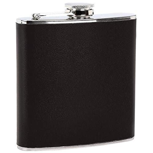 New 6 Oz FLASK Black Wrap Stainless Steel Screw Cap Hip Pocket Liquor Whiskey
